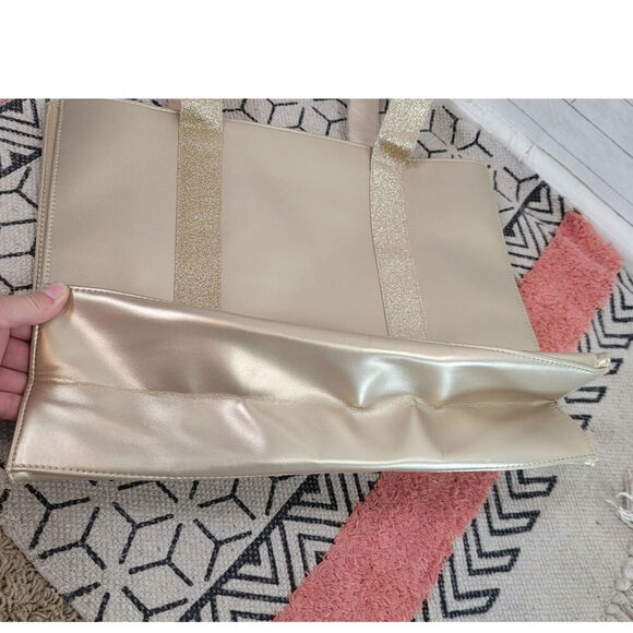 JIMMY CHOO PARFUMS GOLD TOTE BAG W GLITTER HANDLES - Picture 6 of 14